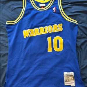 Warriors Blue and Yellow Basketball Tim Hardaway jersey.